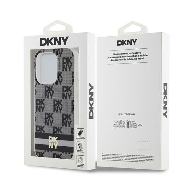 DKNY IML Ternet Mono Mønster & Trykte Striber MagSafe-cover til iPhone 15 Pro, Sort