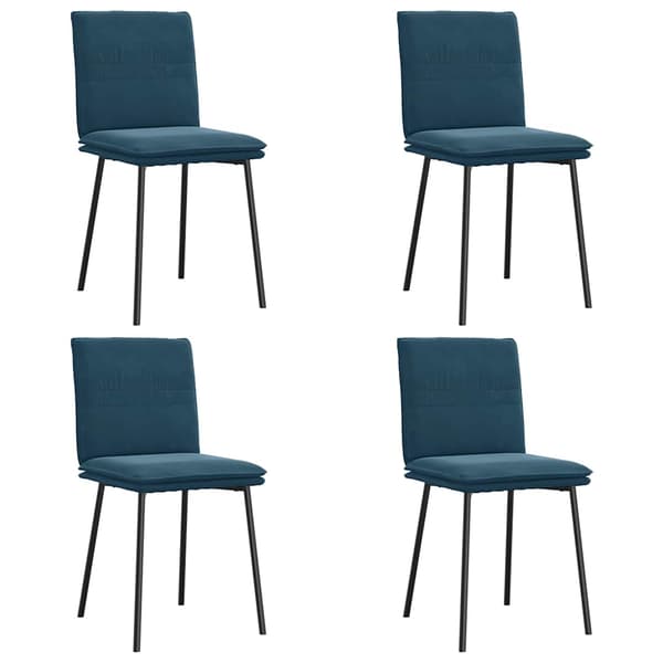 vidaXL Matstolar, set om 4, blå, klädda i sammet