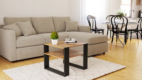 Sofabord Lancelot/sort 55x55cm loft retro bænkbord
