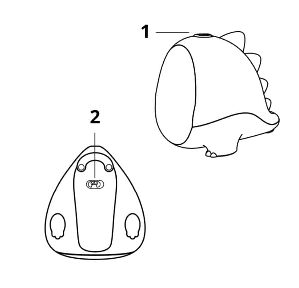 Børns natlampe dinosaur grøn silikone + USB-kabel touch 1,6W