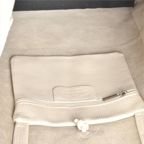 Superlet læder shopper taske, lys beige