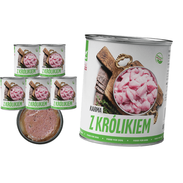 VÅDFODER TIL HUNDE TufTuf Dåse med kød og kanin SÆT 6x800g