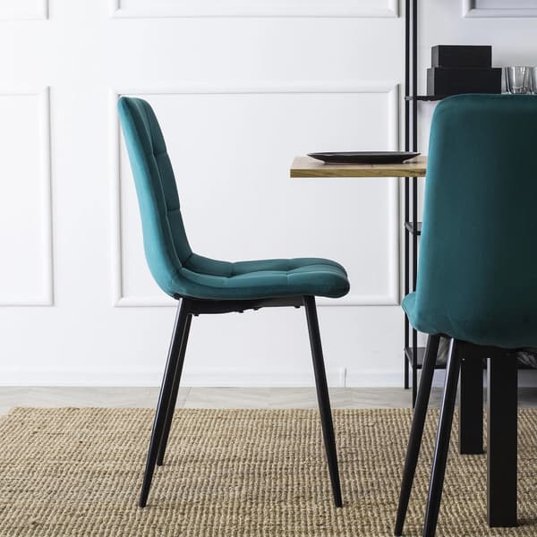 Klädd matstol PERU turkos sammet modern loft