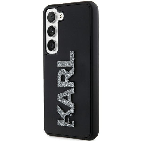 Karl Lagerfeld 3D Gummi Glitter Logo Etui til Galaxy S24, Sort