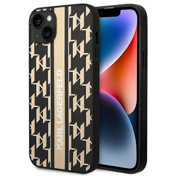 Karl Lagerfeld Monogram Stripe-etui til iPhone 14 Plus, Brun