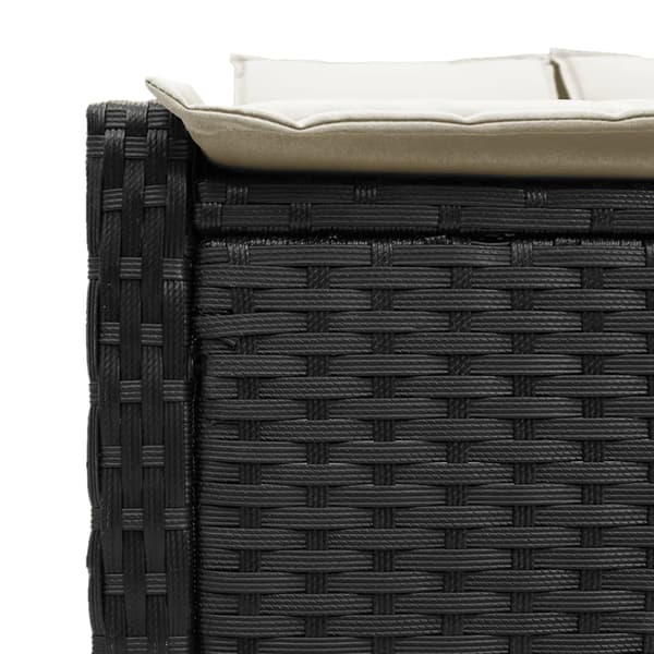 vidaXL dobbelt dagseng med hynder, sort, polyrattan