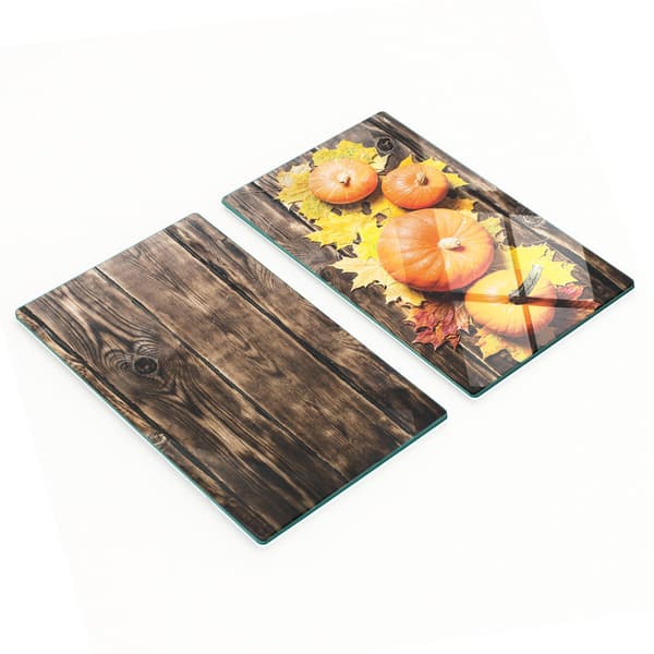 Dekorative serveringsbrætter i glas til snacks, græskar, brune, 2x30x52 cm