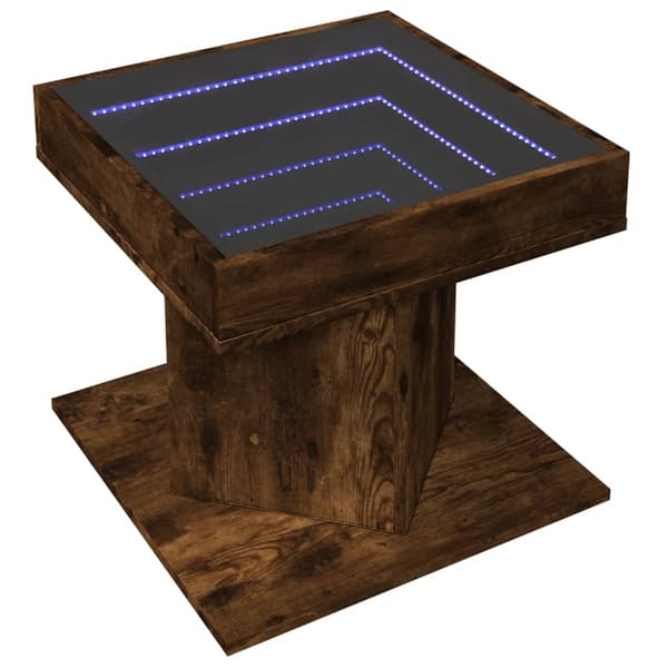 vidaXL Soffbord med LED, förkolnad ek, 50x50x45 cm
