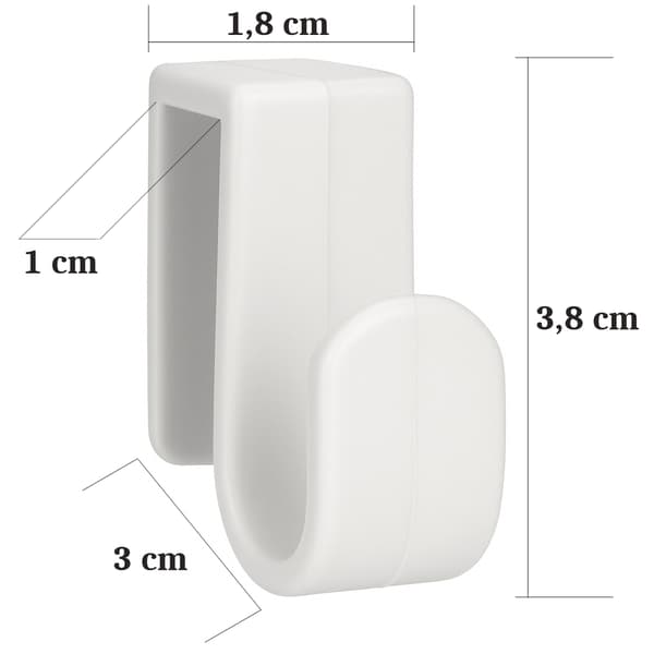 Primpol ophæng, krog, radiatorholder, 4 stk. hvid
