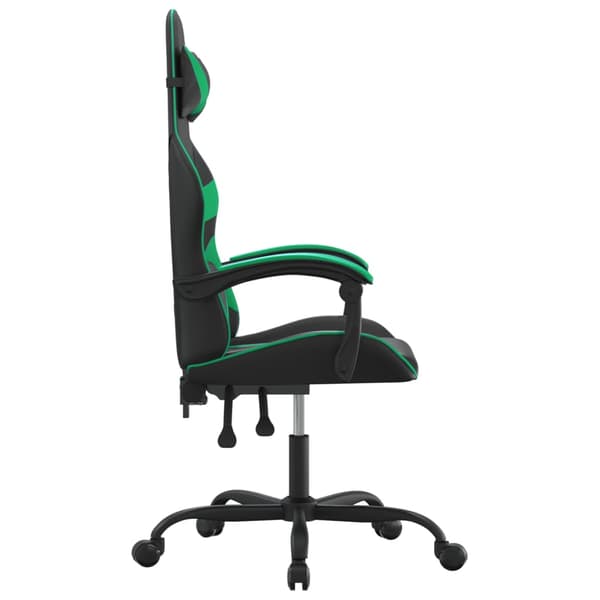 vidaXL gamingstol, sort og grøn, kunstlæder