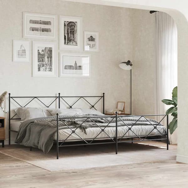 vidaXL metalsengegavl, sort, 193 cm