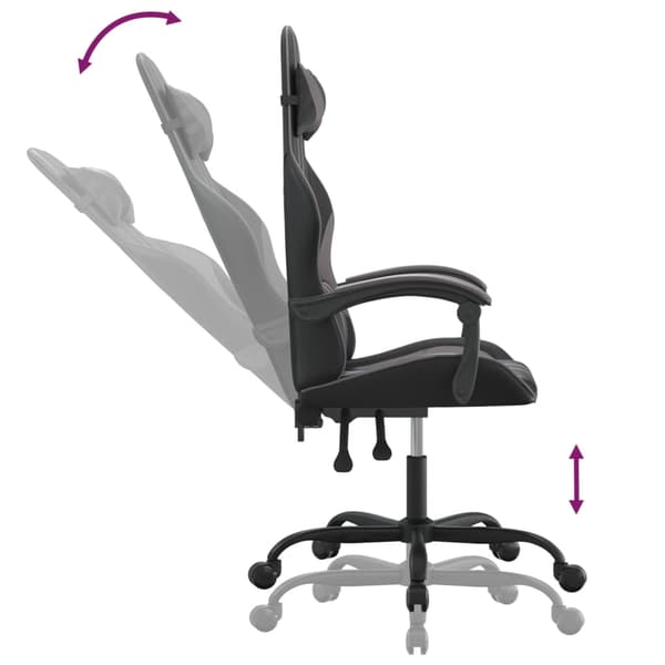 vidaXL drejelig gamingstol, sort og grå, kunstlæder
