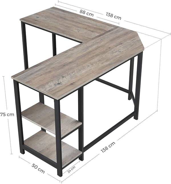 Hjørnecomputerbord 138 cm LOFT