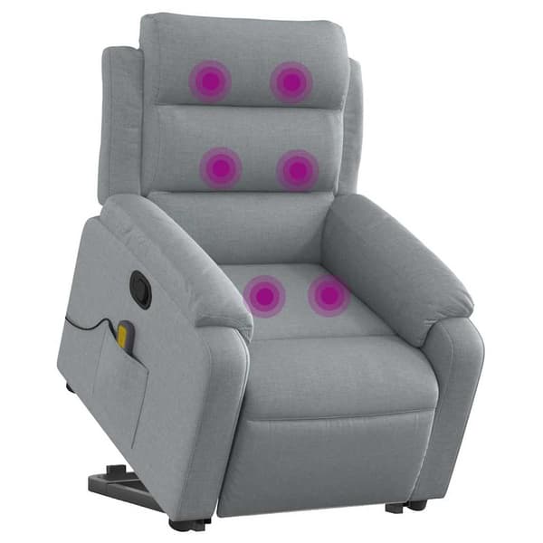 vidaXL Lyftbar massagefåtölj ljusgrå tyg