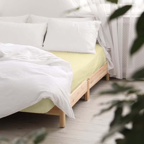 Bomullslakan 200x220, satin, 100% bomull, krämfärgad