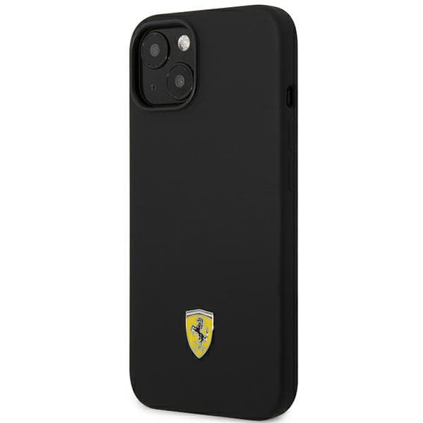 Ferrari Silikone Metal Logo Etui til iPhone 14, Sort