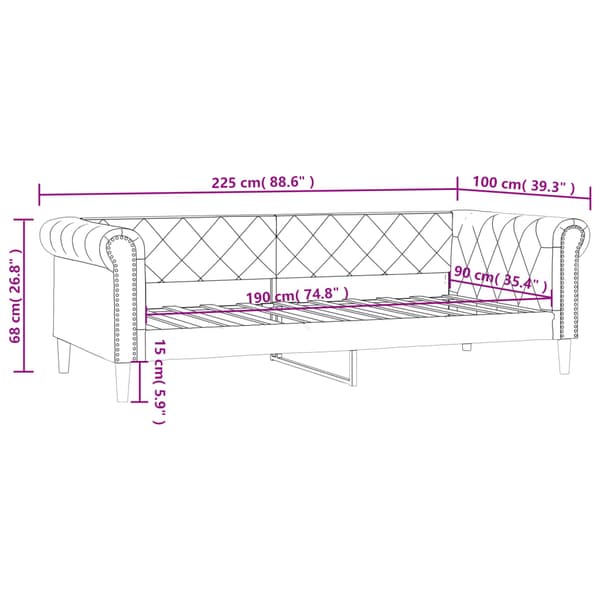 vidaXL sovesofa sort 90x190 cm kunstlæder
