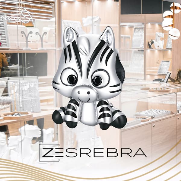 Berlocker zebrapärlor silver pr 925 djurhänge silverränder