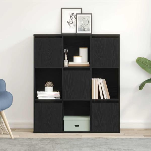 vidaXL hylde, sort, 89x24x101,5 cm, træbaseret materiale