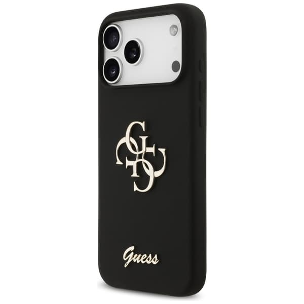 Guess Silikone Big 4G Script cover til iPhone 17 Pro Max, sort