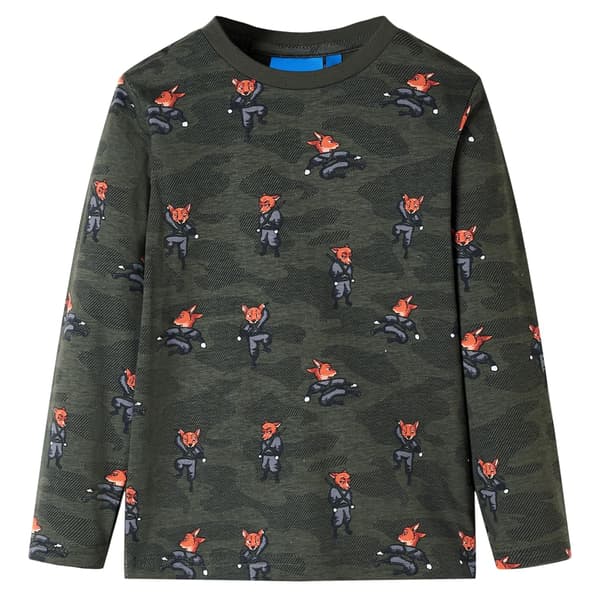 Barnpyjamas med lång ärm, khaki, 116