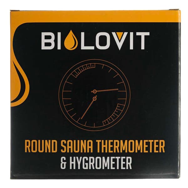 Bilovit rund termometer med hygrometer för bastu
