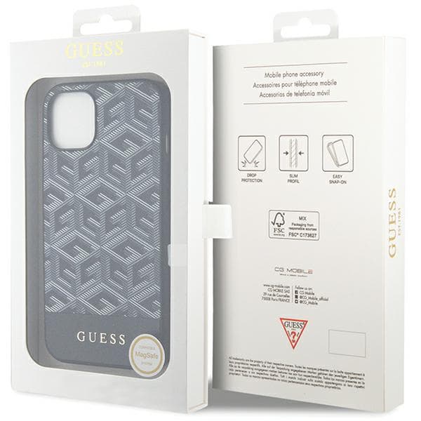 Guess GCube Stripes MagSafe-etui til iPhone 15, sort