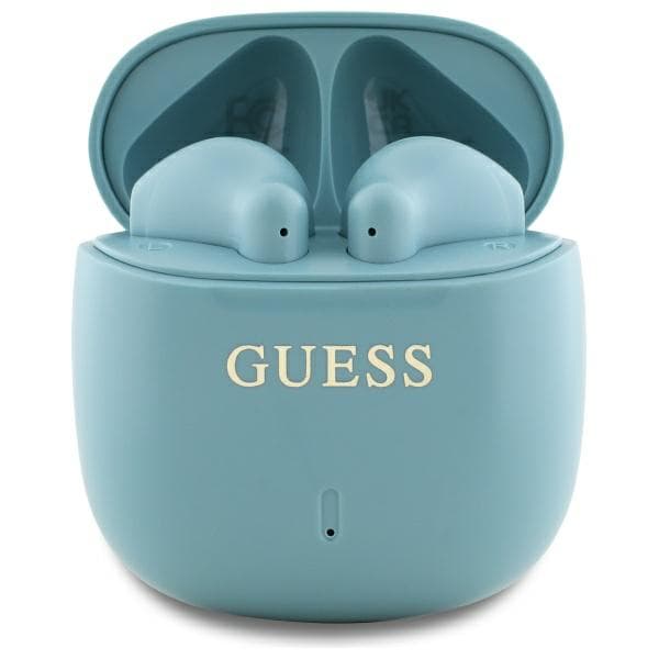 Guess Printed Classic Logo TWS Bluetooth-hörlurar + Dockningsstation, Turkos