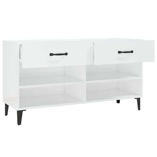 vidaXL Skoskåp högglans vit 102x35x55 cm