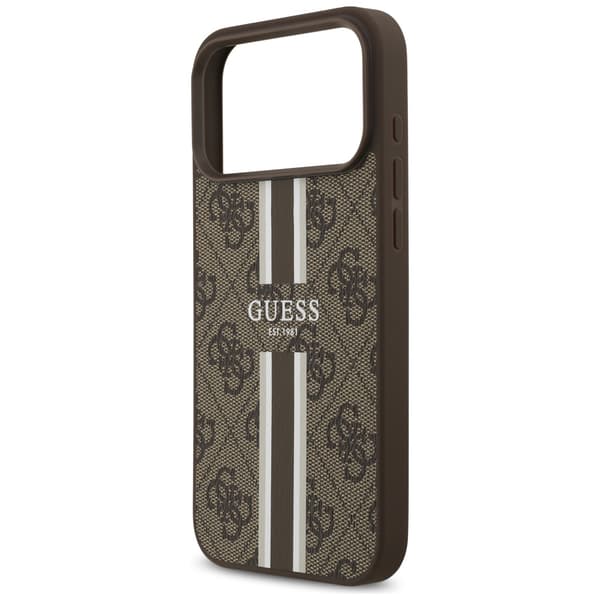 Guess 4G Printed Stripes MagSafe-etui til iPhone 17 Pro Max brunt