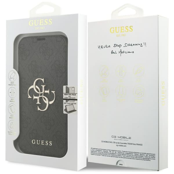 Guess Book 4G Metal Logo Cover til iPhone 17 Pro Sort