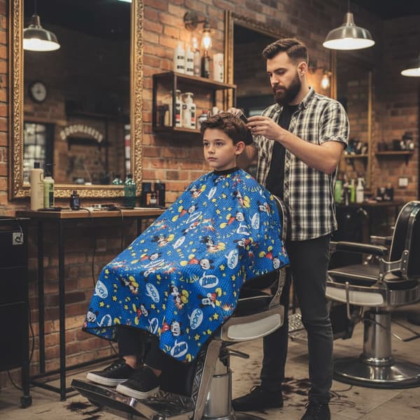 Børnefrisørkappe til barbersalon, 100x140 cm