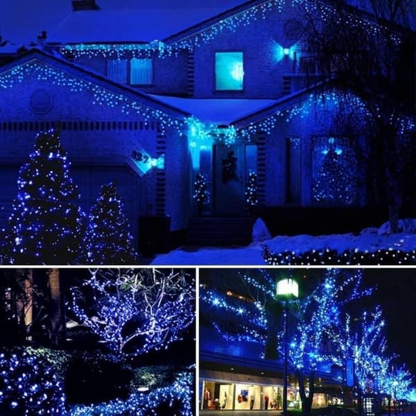 Julelysslynge 288 LED larveformede klynger blå 2 m
