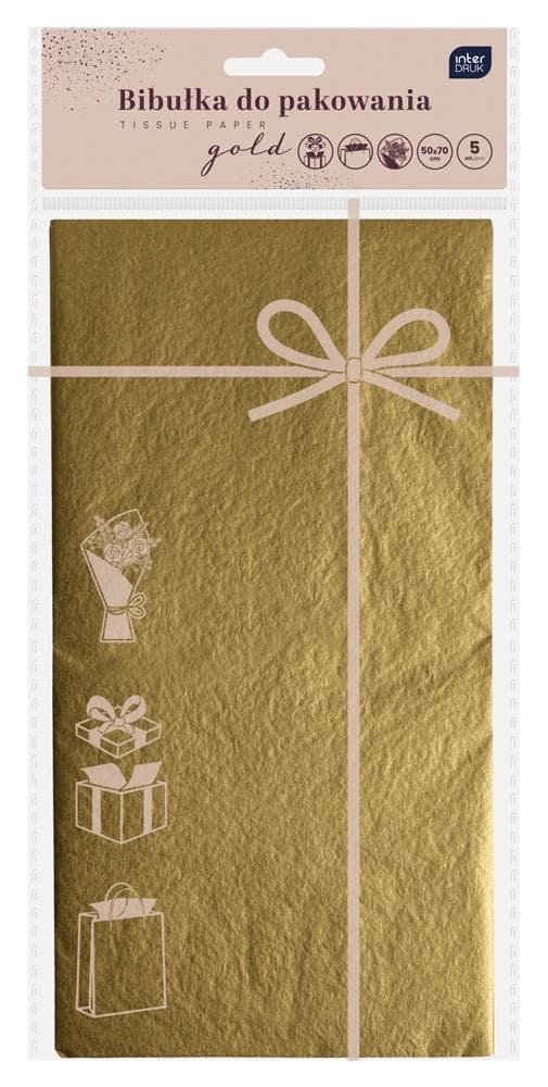 Gavepapir 50x70cm 5 ark guld