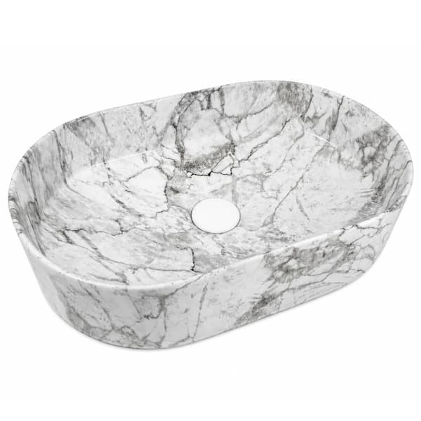 Oval bordvask 50×30 cm marmorsten - Aquaterris