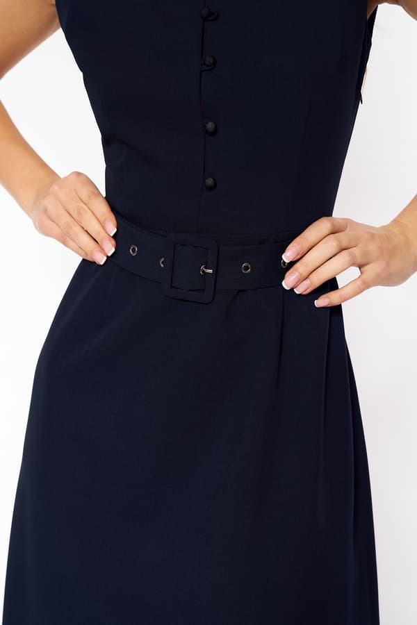 Marinblå elegant ärmlös klänning 36