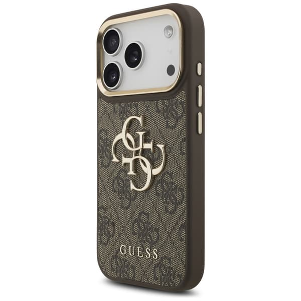 Guess 4G Big 4G Classic Logo BigStrap Metalknapper Etui til iPhone 17 Pro Brun