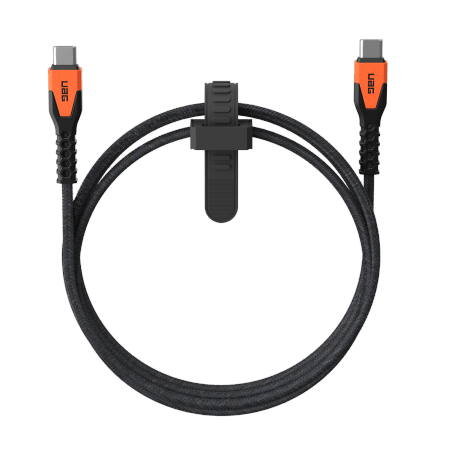 UAG Rugged Cable - USB-C - USB-C 60W -kaapeli, 1,5 m (musta/oranssi)