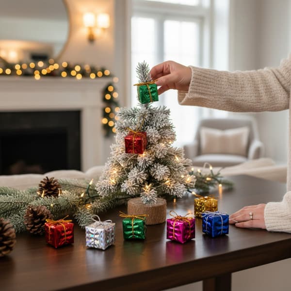 Presentpakke til juletræ, julepynt, sæt med 12 dele