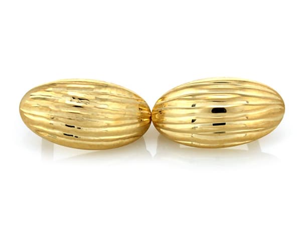 375 guldøreringe, engelsk mode, oval diamantbelagt, dame