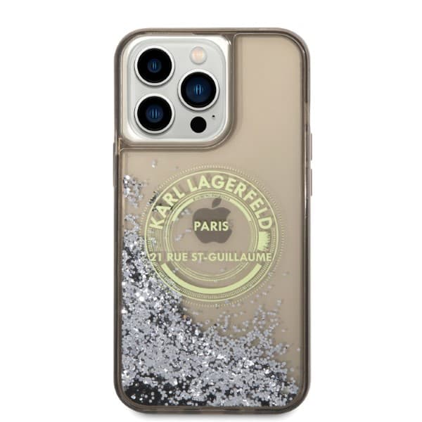 Karl Lagerfeld Liquid Glitter RSG-cover til iPhone 14 Pro Max, sort