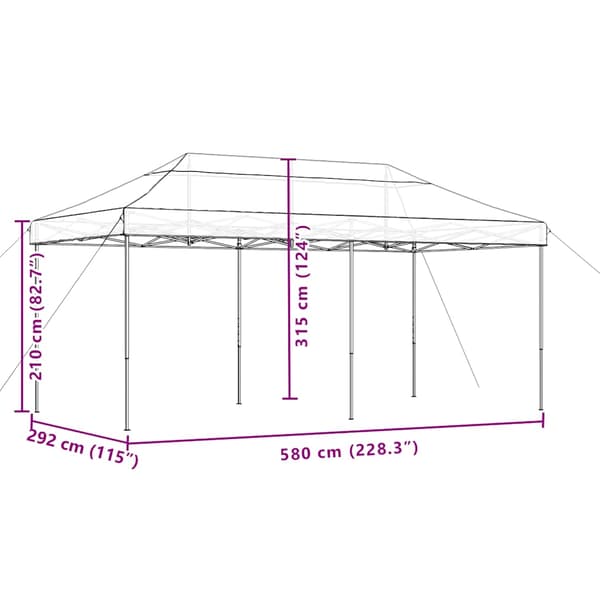 vidaXL foldbart pop-up festtelt sort 580x292x315 cm