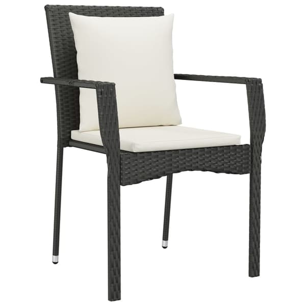 vidaXL havestole med hynder, sæt med 2, polyrattan, sort