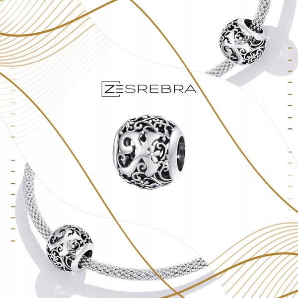 Berlocker bokstaven X hänge silver pr 925 pärla blommor öppet brev