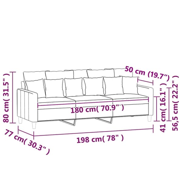 vidaXL 3-sitssoffa gul 180 cm klädd i sammet