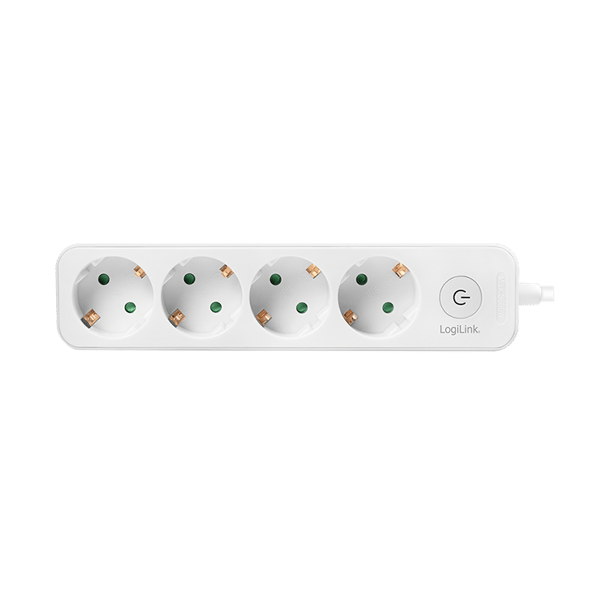 4-vejs strømskinne + afbryder, 4x CEE 7/3, 1,5 m - LogiLink