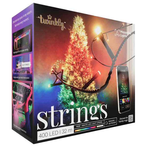 Twinkly Strings 400 LED RGBW sort kabel EU-stik