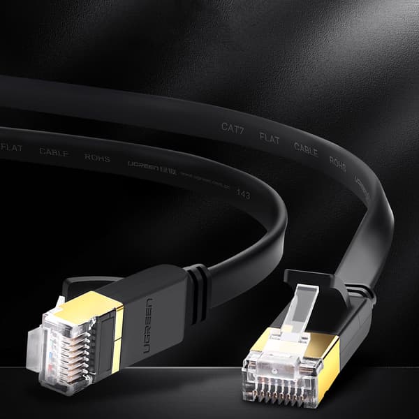 Platt patchkabel U/FTP Cat. 7 10Gb/s 0,5m svart