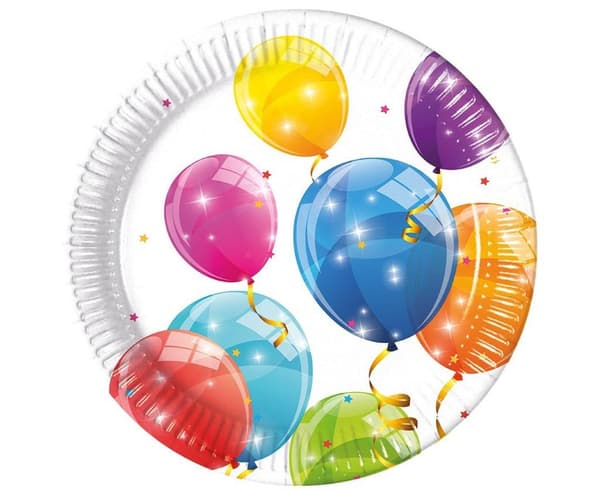 Gnistrande ballonger papperstallrikar 23 cm 8 st