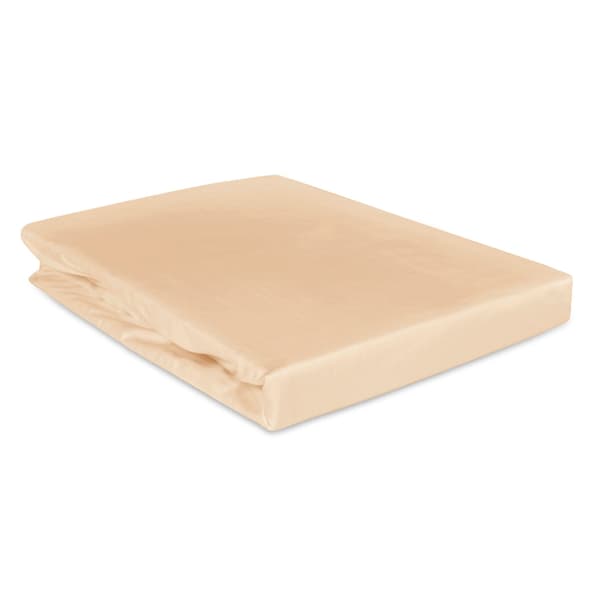 Bomuldslagner 140x200 glat satin, lys beige